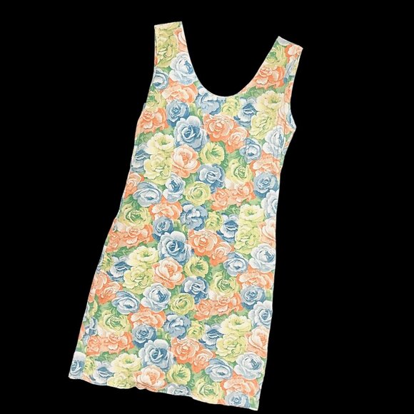 Jams World • RARE 1988 Vintage Rose Print Sleeveless DressSize 5 / Small